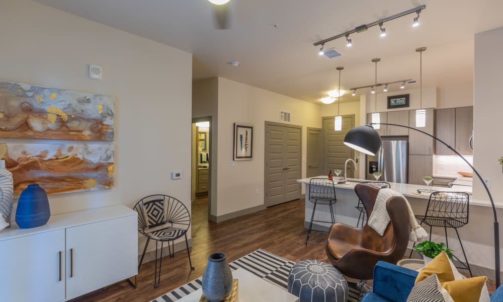 Beautiful Living Room at The Alcott in Downtown Denver, Colorado
