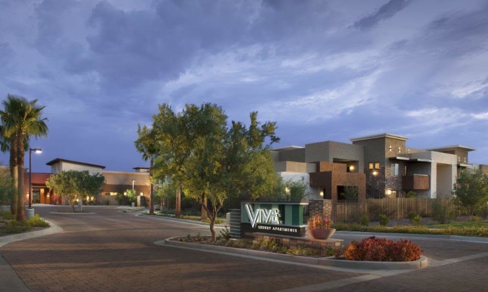 Main entrance to our luxury community at Vive in Chandler, Arizona