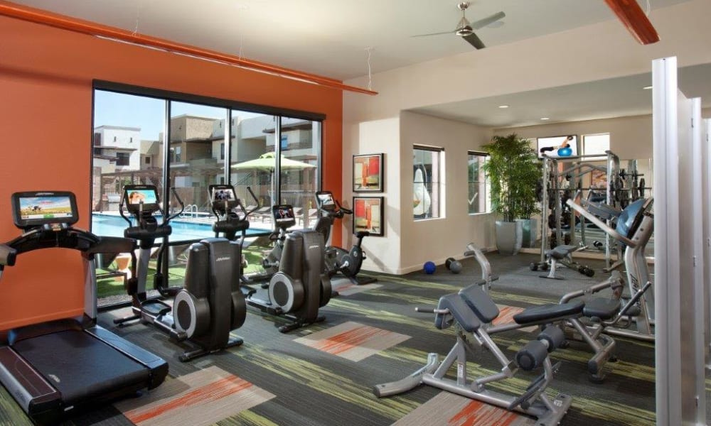 Well-equipped onsite fitness center at Vive in Chandler, Arizona