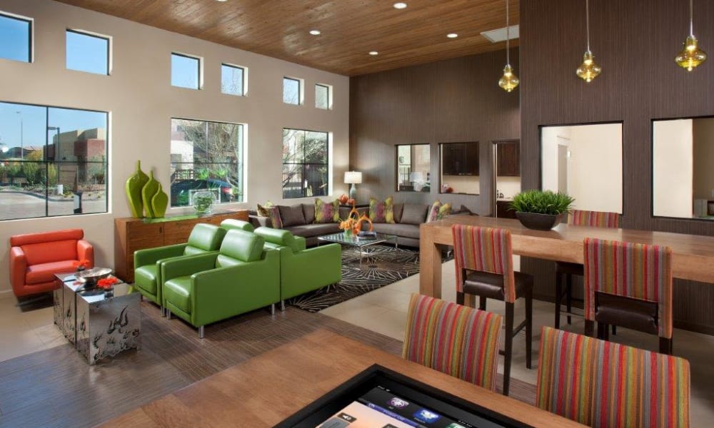 Bright and welcoming lobby interior at Vive in Chandler, Arizona