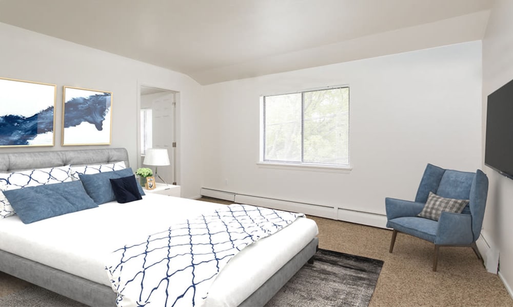Spacious bedroom at Lake Vista Apartments in Rochester, New York