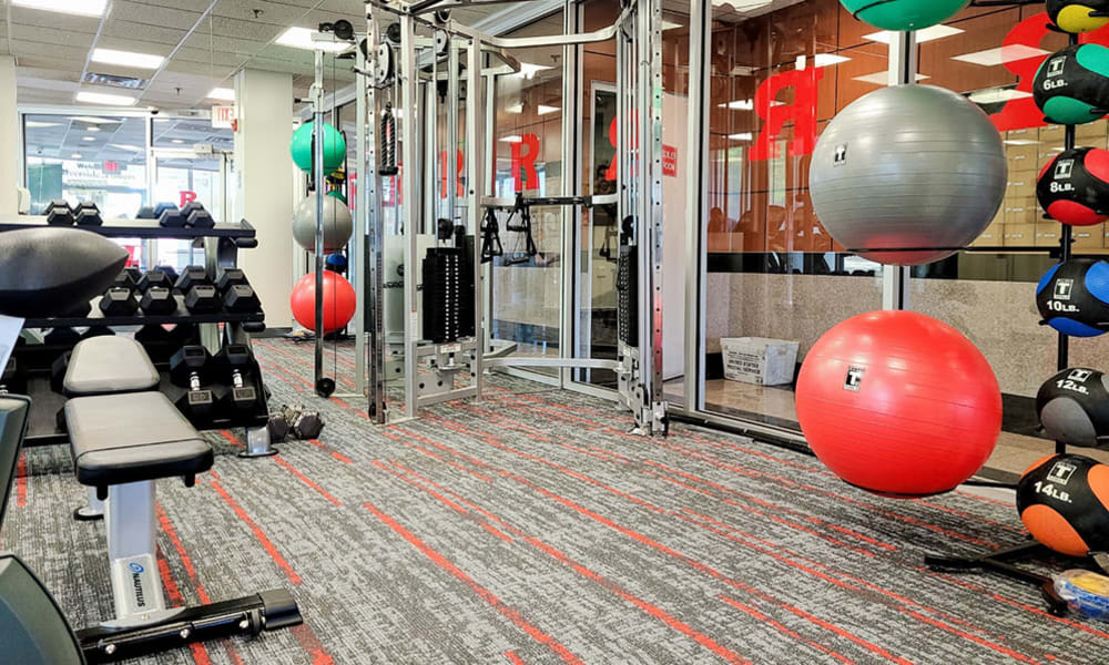 Riverside Towers Apartment Homes offers a fitness center in New Brunswick, New Jersey