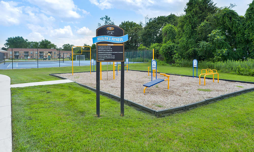 Outdoor fitness stations at The Fairways Apartment Homes in Blackwood, NJ