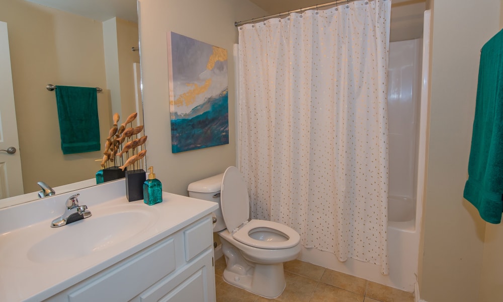 An apartment bathroom at Lexington Park Apartment Homes in North Little Rock, Arkansas