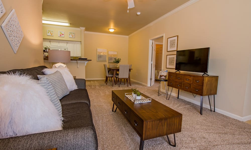 An apartment living room at Lexington Park Apartment Homes in North Little Rock, Arkansas