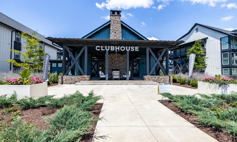 Community clubhouse exterior at Rivertop Apartments in Nashville, Tennessee