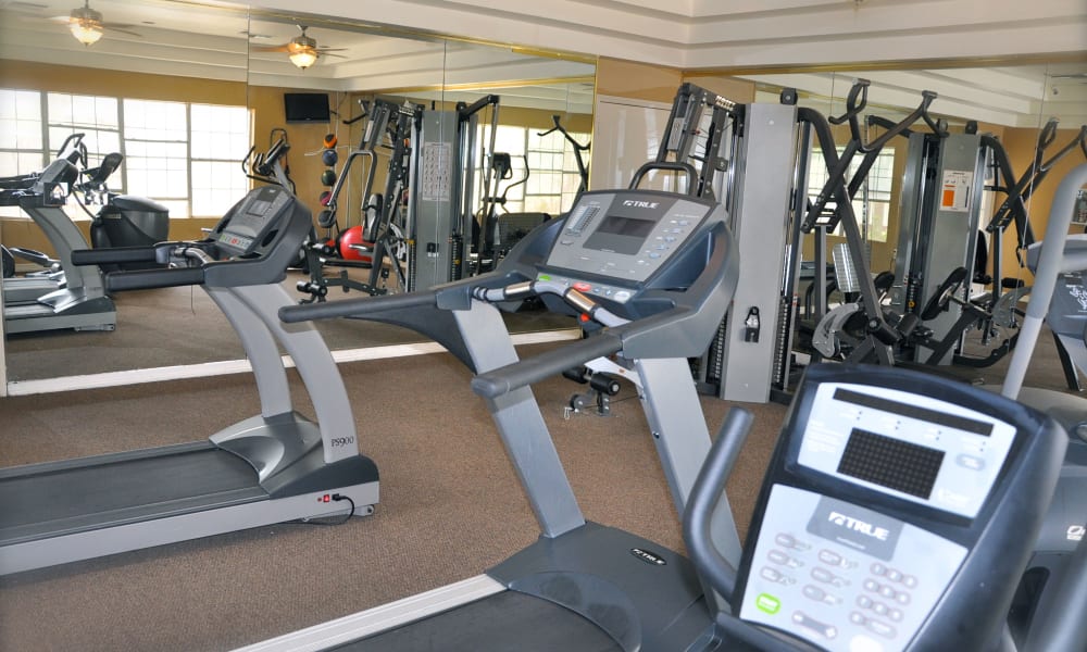 A community fitness center at The Crest Apartments in El Paso, Texas