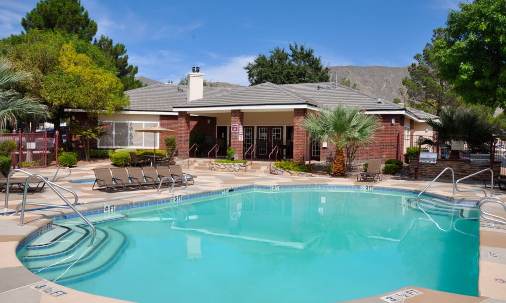 A community pool at The Crest Apartments in El Paso, Texas
