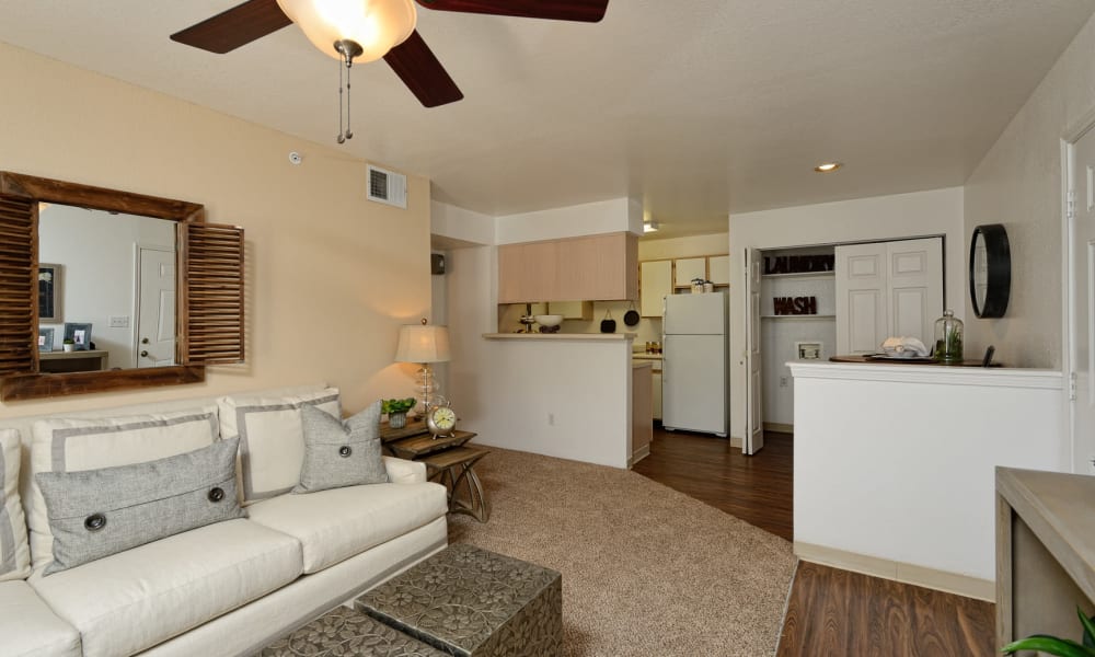 An apartment living room at The Patriot Apartments in El Paso, Texas