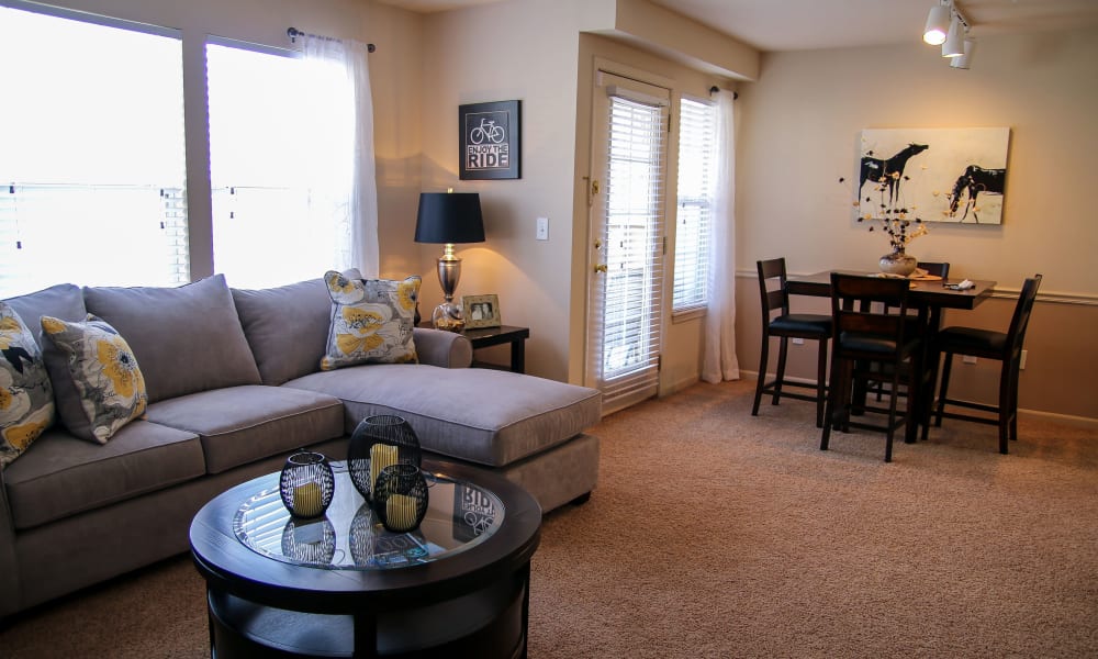 An apartment's open floor plan at Winchester Apartments in Amarillo, TX