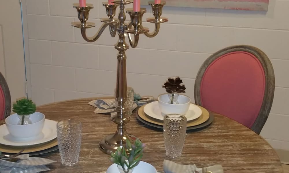 An apartment dining table at The Phoenix Apartments in El Paso, TX
