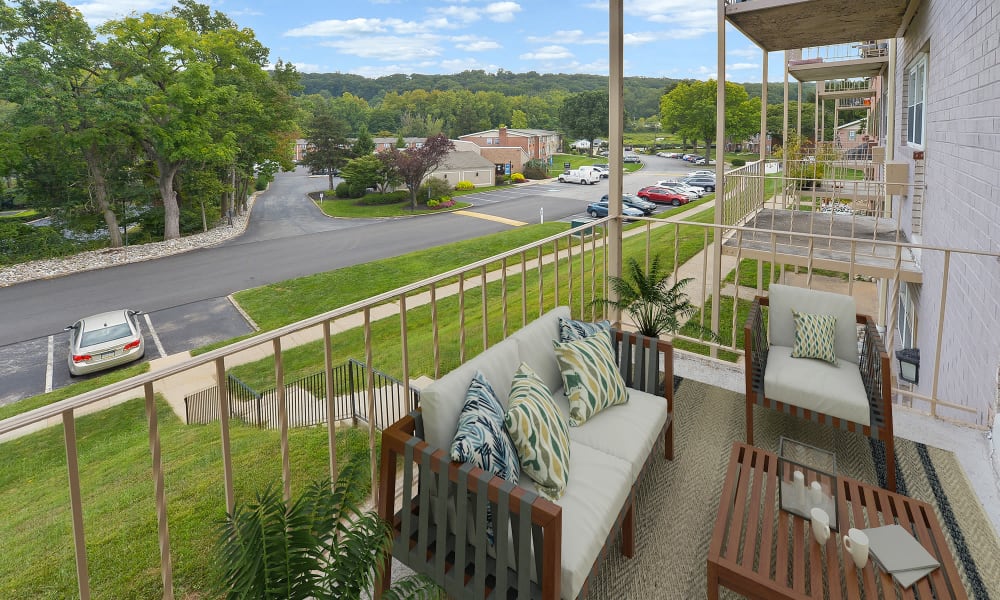 Private balcony at Kingswood Apartments & Townhomes in King of Prussia, Pennsylvania