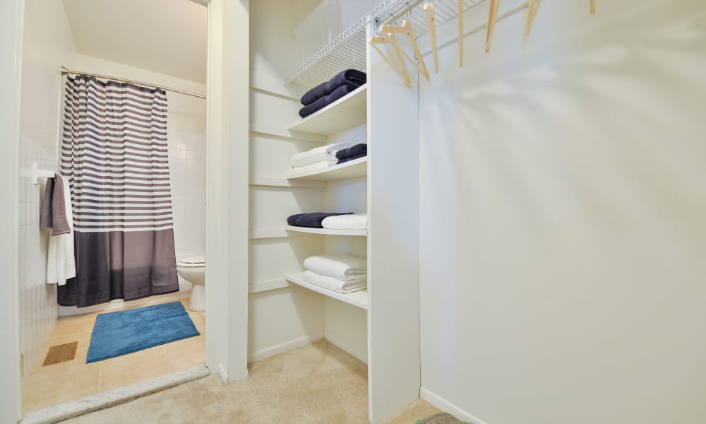 Walk-in closet at Kingswood Apartments & Townhomes in King of Prussia, Pennsylvania