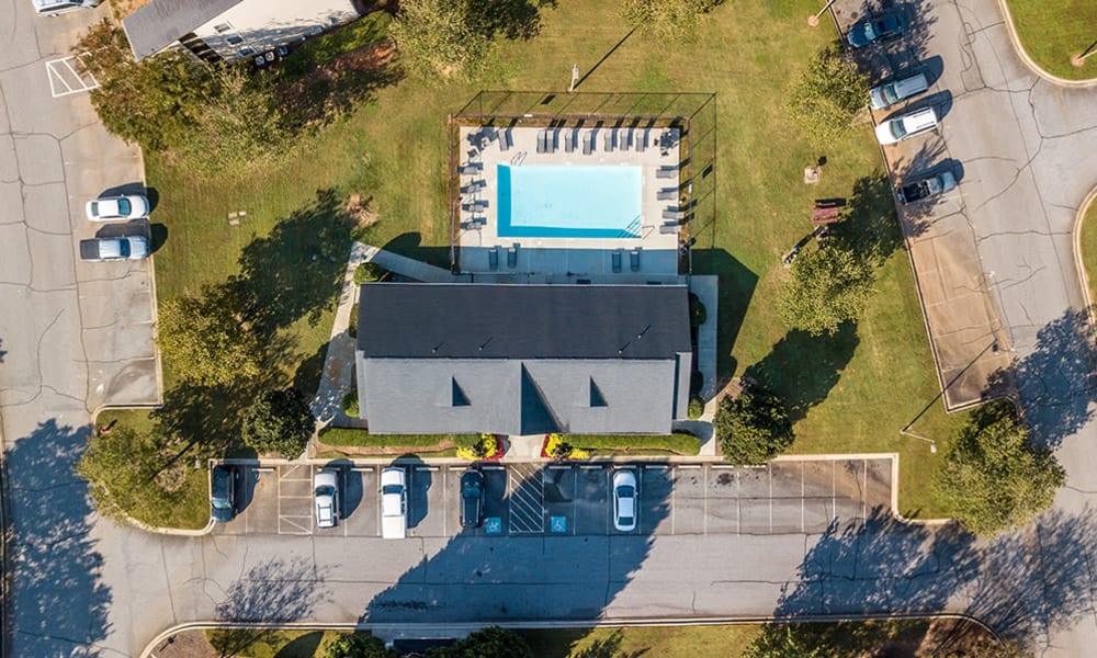 Aerial views at Station 153 Apartment Homes in Anderson, South Carolina