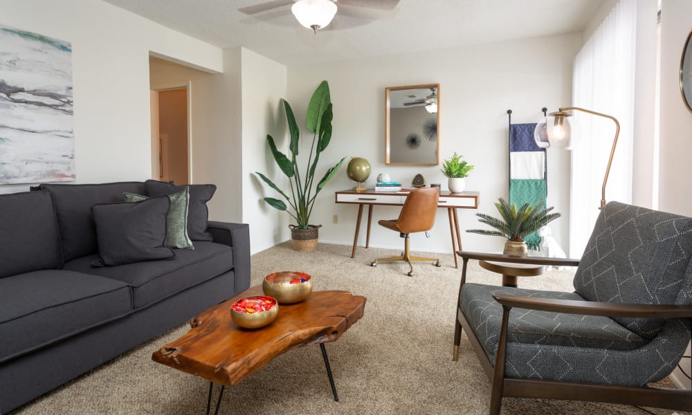 An open apartment floor plan at Mountain Village in El Paso, Texas