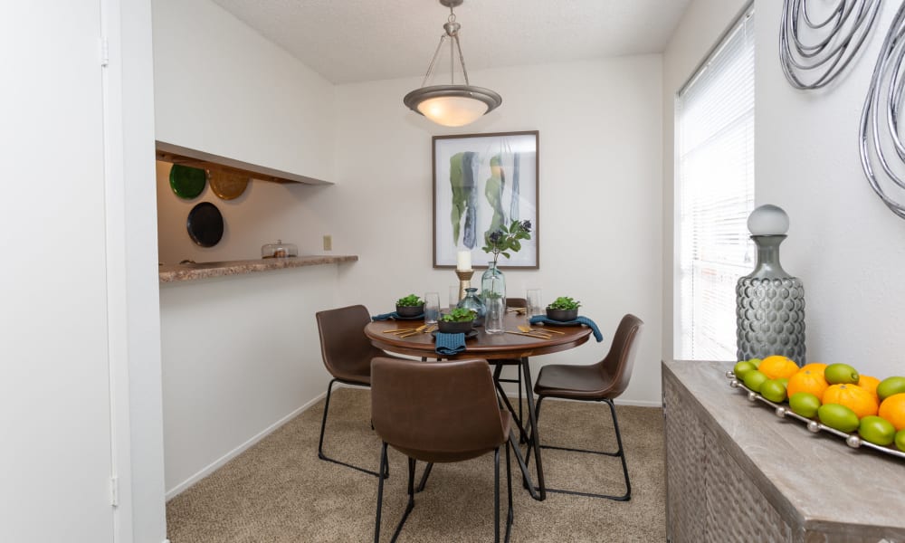 An apartment dining table at Mountain Village in El Paso, Texas