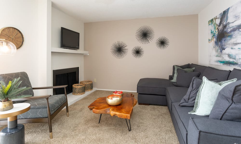 An apartment living room at Mountain Village in El Paso, Texas