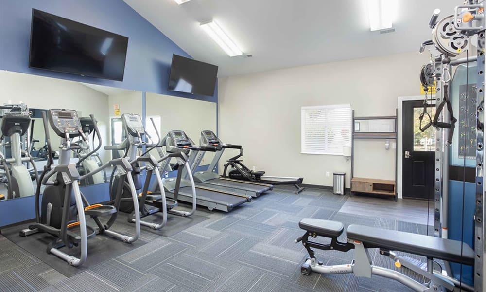 Spacious fitness center at Steeplechase Apartments & Townhomes in Toledo, Ohio