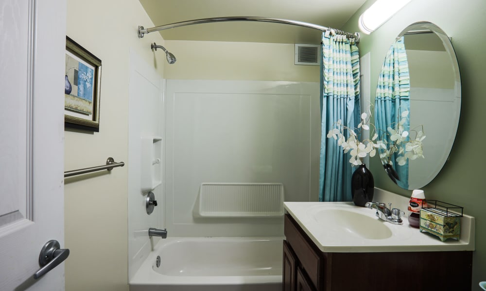 Apartment bathroom at Regency Pointe in Forestville, Maryland