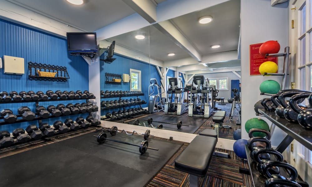 Fully equipped workout room at The Waterfront Apartments & Townhomes in Munhall, Pennsylvania