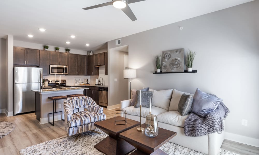 Stainless-steel appliances in kitchen at Alexander Pointe Apartments in Maineville, Ohio