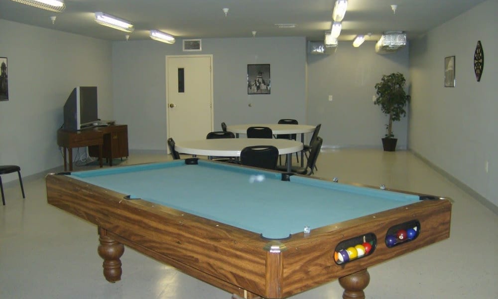 A full-size billiards table at Atlantic at Twin Hickory in Glen Allen, Virginia
