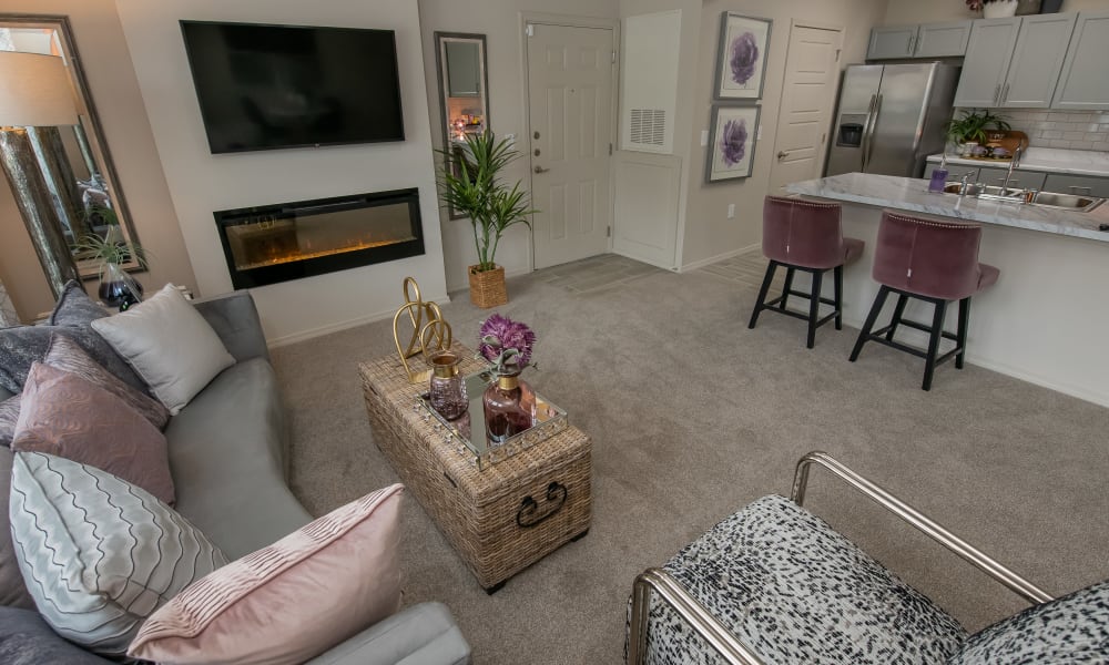 Modern spacious living room at Artisan Crossing in Norman, Oklahoma