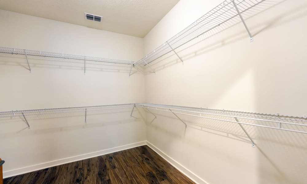 Large closet with ample shelving at Fusion apartments in Jacksonville, Florida