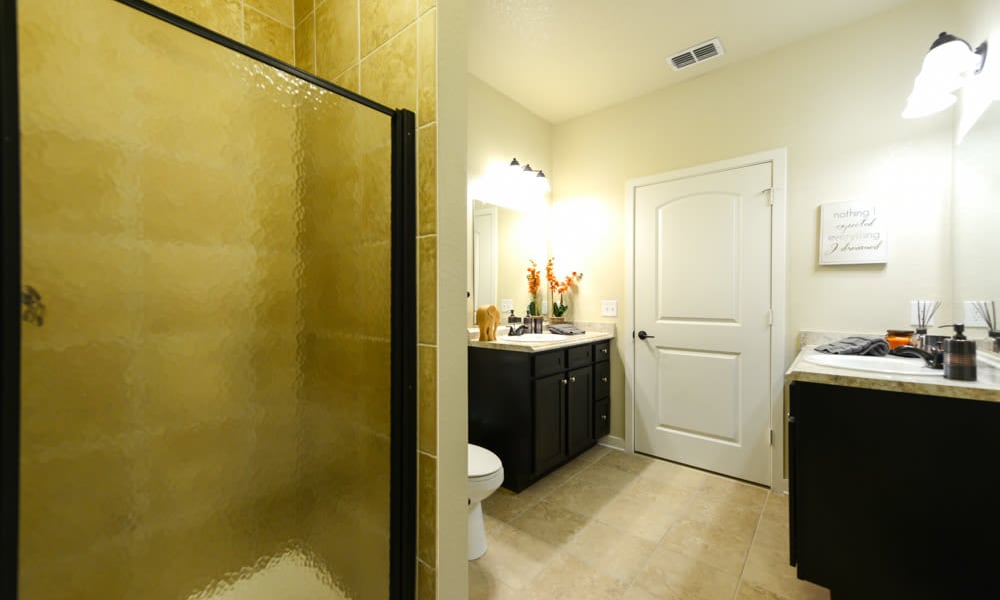 Bathroom with shower and lots of room at Hacienda Club in Jacksonville, FL