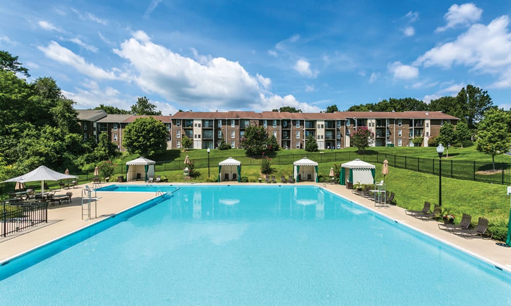 Sparkling pool at Charleston Place Apartment Homes in Ellicott City, Maryland