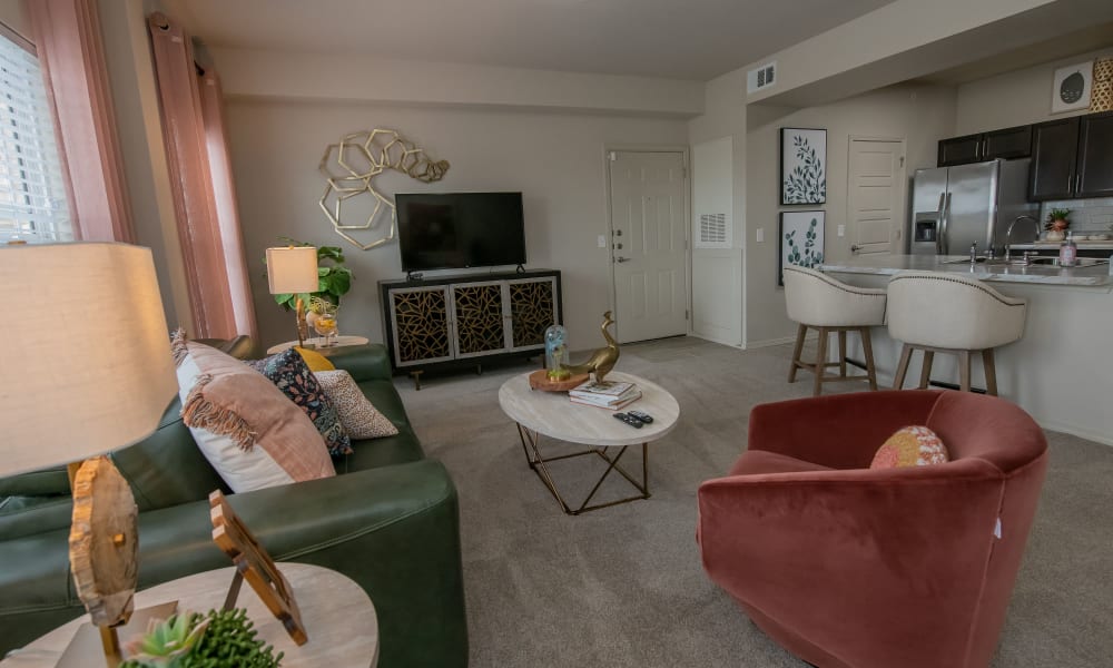 Model living room at 97@ North Oak in Kansas City, Missouri