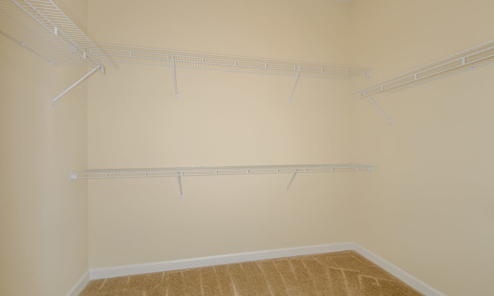 Large walk-in closet at Palm Bay Club in Jacksonville, Florida