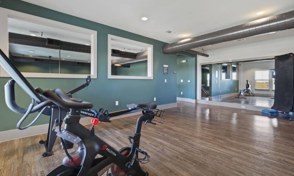 A fitness center at McCarty Commons in San Marcos, Texas