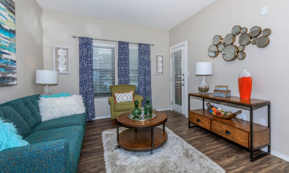 Well decorated living room at APEX in San Antonio Texas,