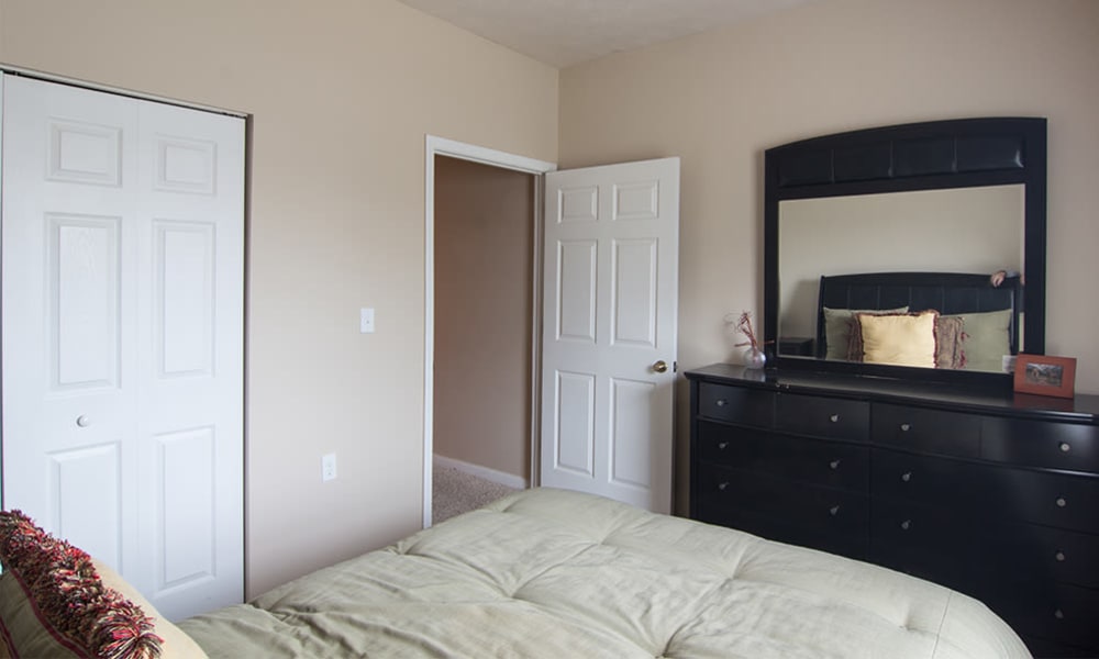 Bedroom in a home at Avalon at Northbrook Apartments & Townhomes in Fort Wayne, Indiana