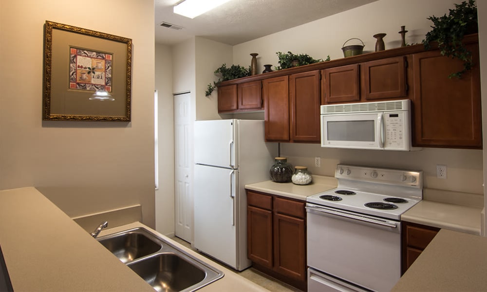 Kitchen in a home at Avalon at Northbrook Apartments & Townhomes in Fort Wayne, Indiana