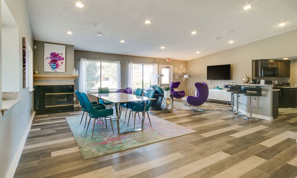 Modern clubhouse at Pavilion Court Apartment Homes in Novi, Michigan