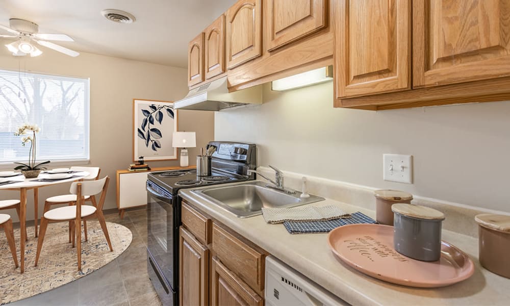 Cozy kitchen at Newcastle Apartments & Townhomes home in Rochester, New York