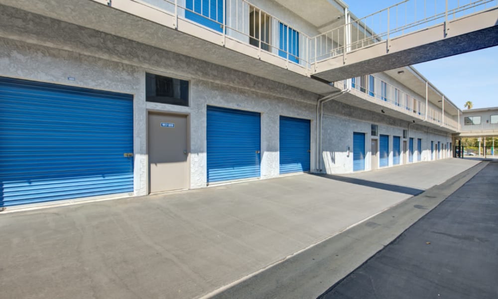 Blue doors on outdoor units at Storage Etc…Tarzana in Tarzana, California