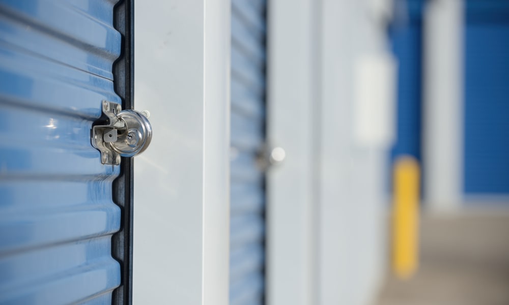 Lock on storage at Devon Self Storage in Rowlett, Texas