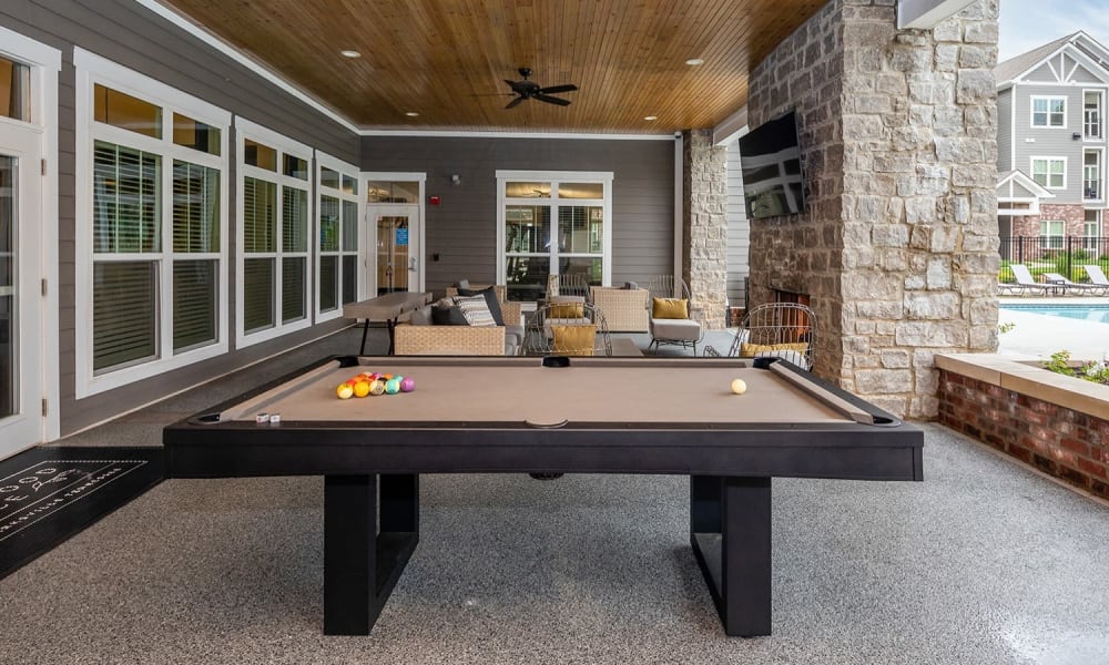 Clubhouse pool table for residents to play on at Kirkwood Place in Clarksville, Tennessee