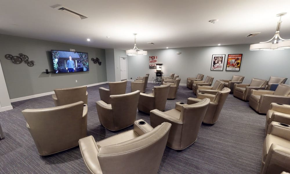 Movie theater for resident use at Keystone Place at Richland Creek in O'Fallon, Illinois