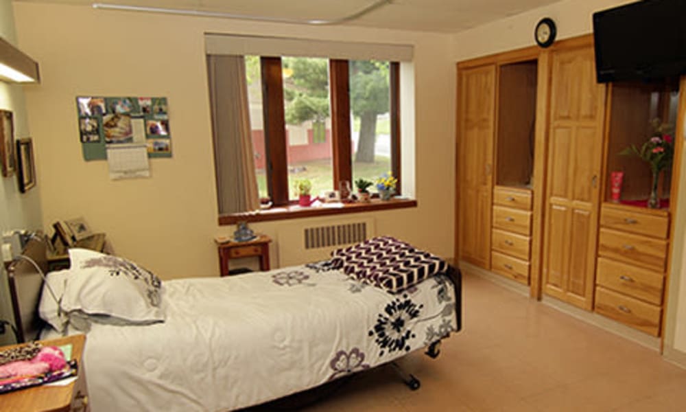 Bedroom at Maple Ridge Care Center in Spooner, Wisconsin