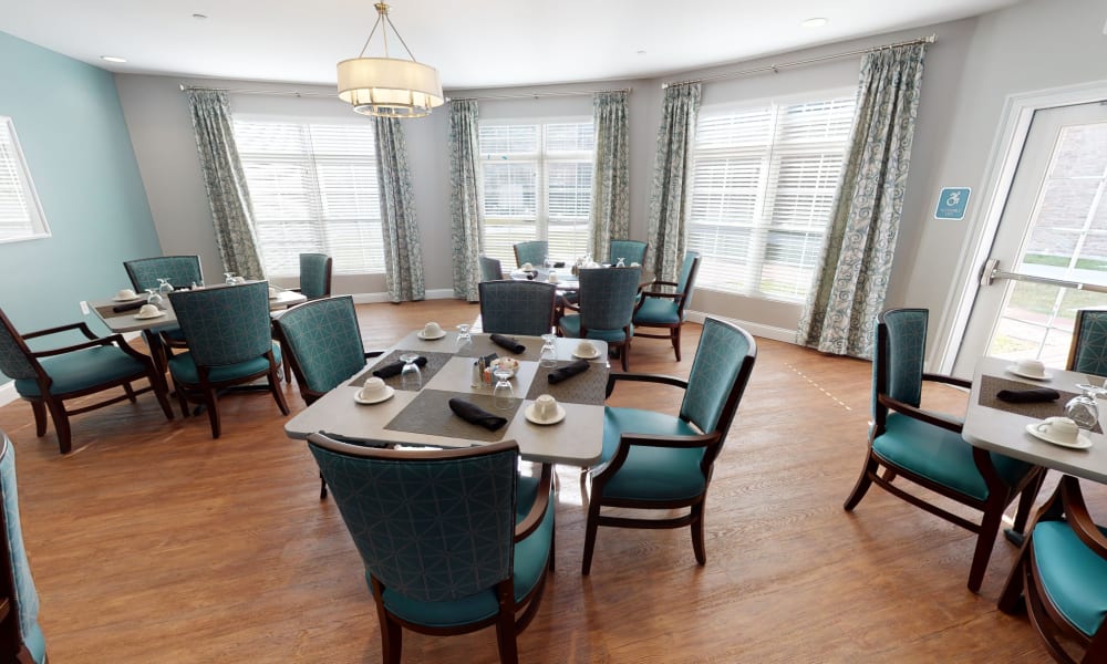 Dining area at Keystone Place at Wooster Heights in Danbury, Connecticut. 