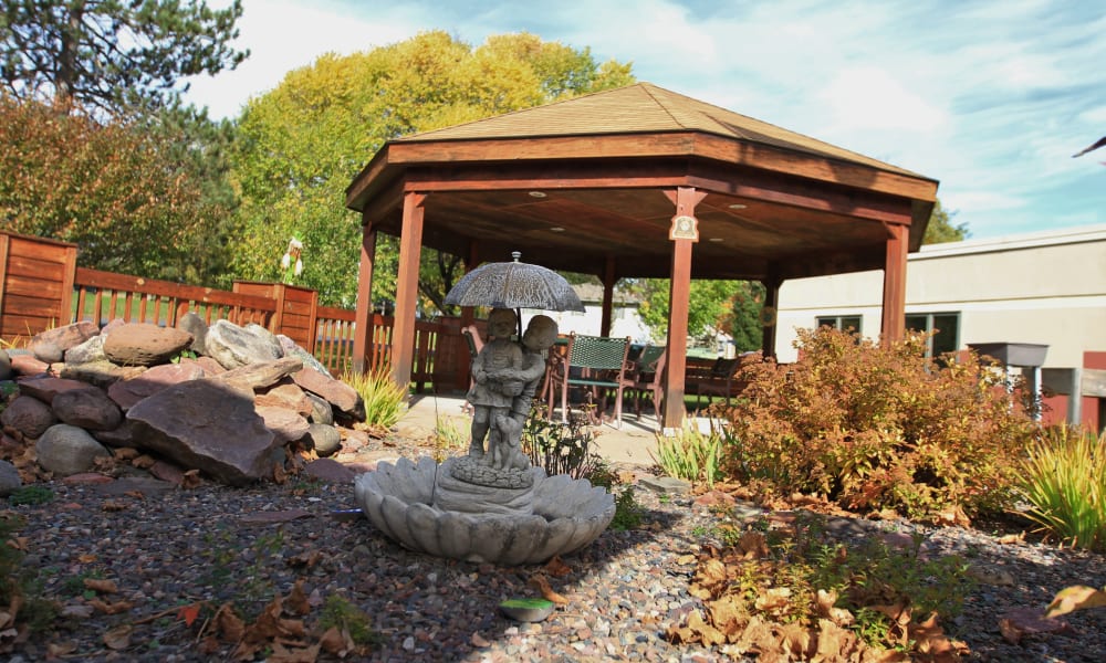 Outdoor garden at Maple Ridge Care Center in Spooner, Wisconsin