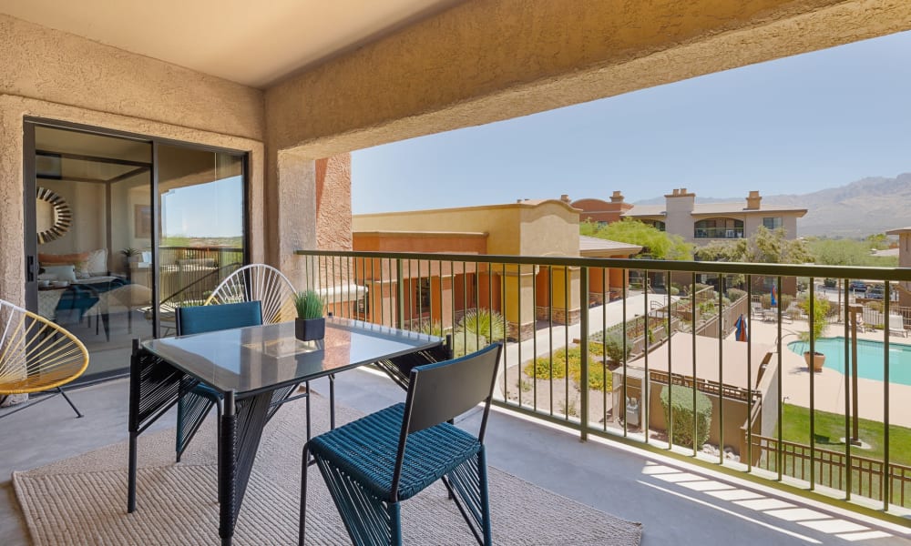 Private balcony at Oro Vista Apartments home in Oro Valley, Arizona