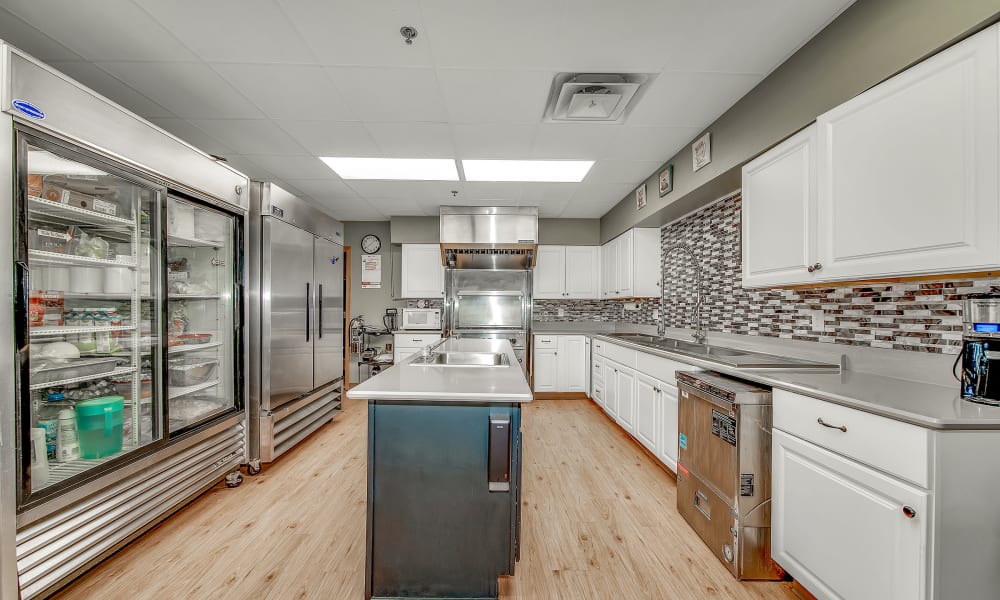 Kitchen area at Wellington Place at Rib Mountain in Wausau, Wisconsin