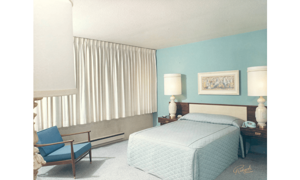 Doric hotel model room at Cascade Park Vista Assisted Living in Tacoma, Washington