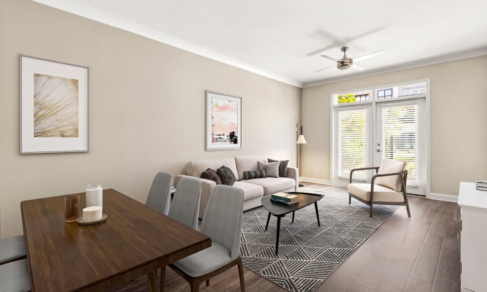 Living room and dining area at Reserve Decatur | Luxury Apartments in Decatur, Georgia