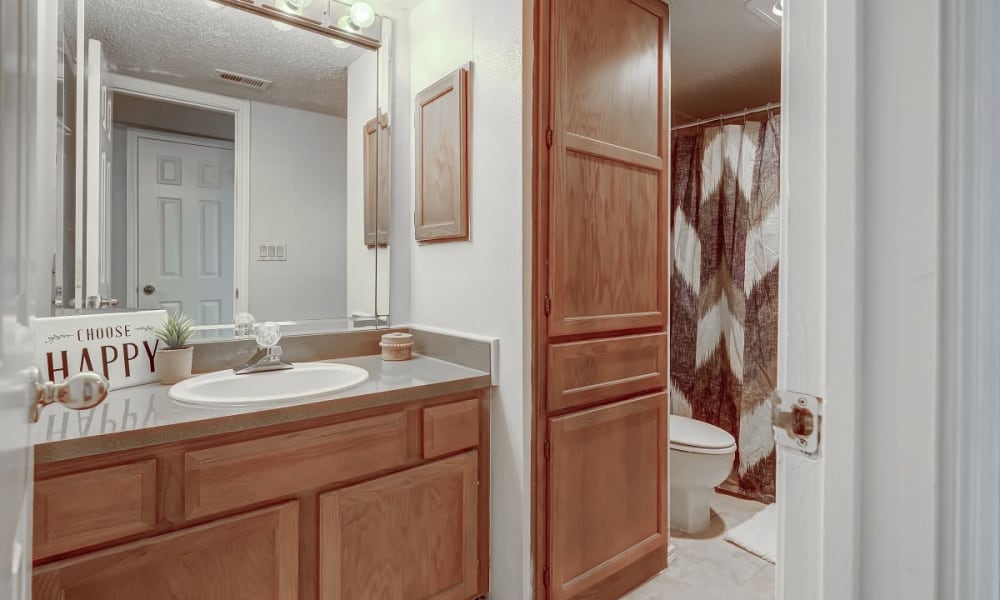 Bathroom at Peppertree Apartment Homes in Lafayette, Louisiana